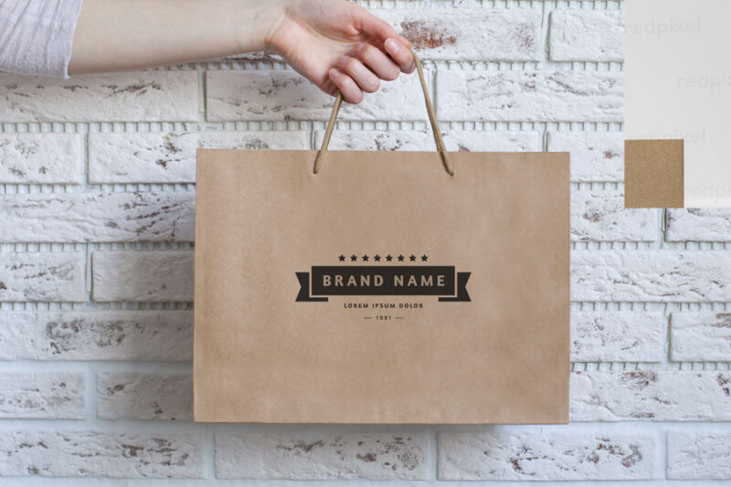 Redpixel brown recycled paper bag printing