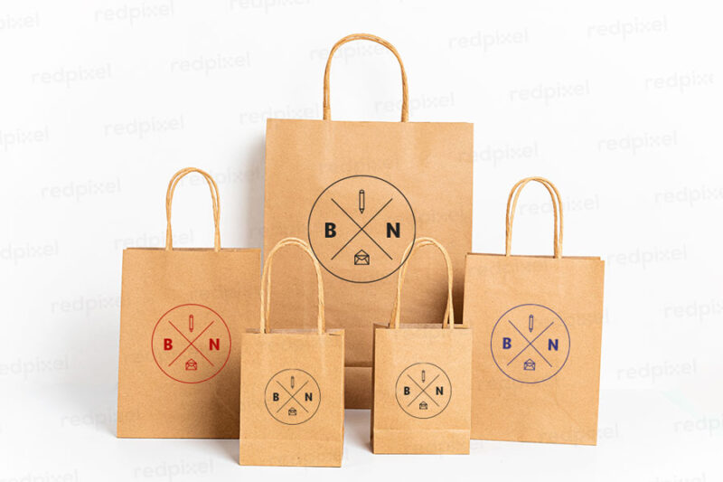 Redpixel Thin Kraft brown paper bag printing