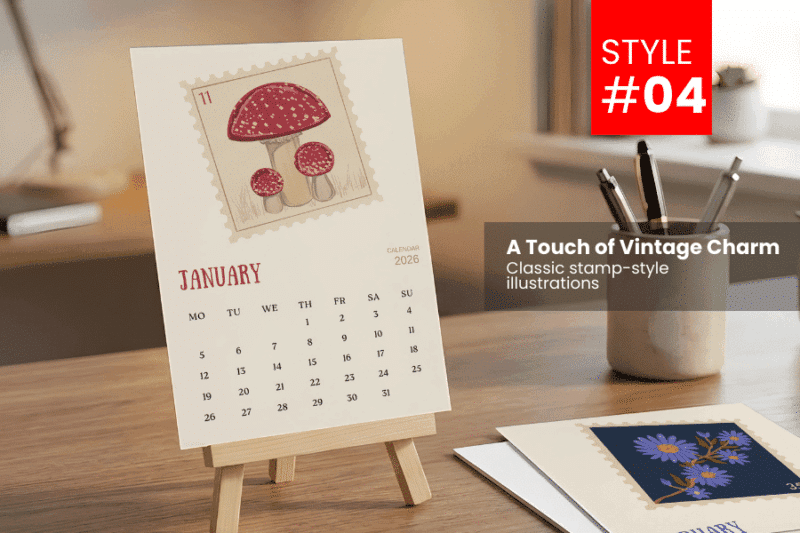Mini Desk Calendar with Wooden Easel Stand - Redpixel