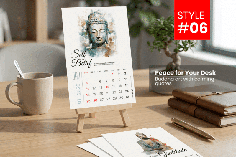 Mini Desk Calendar with Wooden Easel Stand - Redpixel